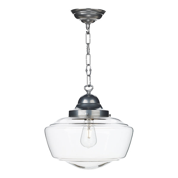 David Hunt Stowe Pendant Satin Chrome with Clear Glass – from Amos Lighting + Home