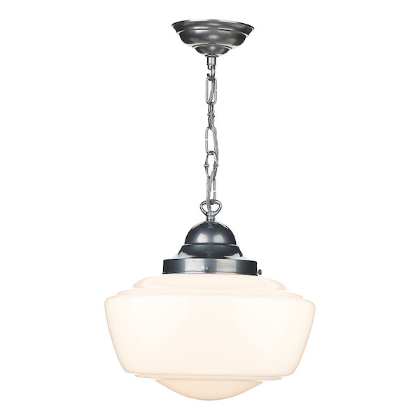 David Hunt Stowe Pendant Satin Chrome with Opal Glass – from Amos Lighting + Home