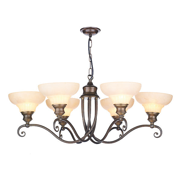 David Hunt Stratford 6LT Pendant Aged Brass & Glass – from Amos Lighting + Home