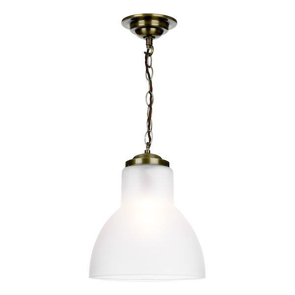 David Hunt Upton Small Antique Brass Pendant with Opal Glass – from Amos Lighting + Home