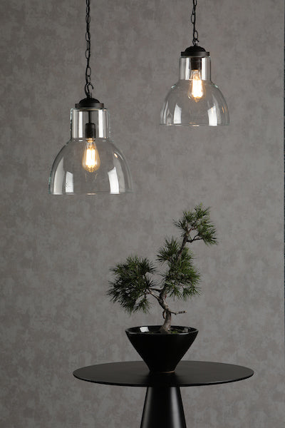 David Hunt Upton Small Black Pendant with Clear Glass – from Amos Lighting + Home
