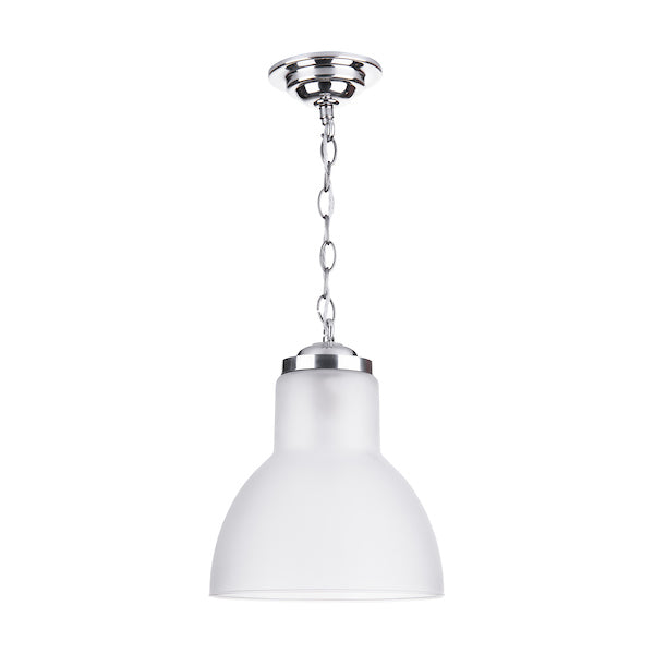 David Hunt Upton Small Chrome Pendant with Opal Glass – from Amos Lighting + Home