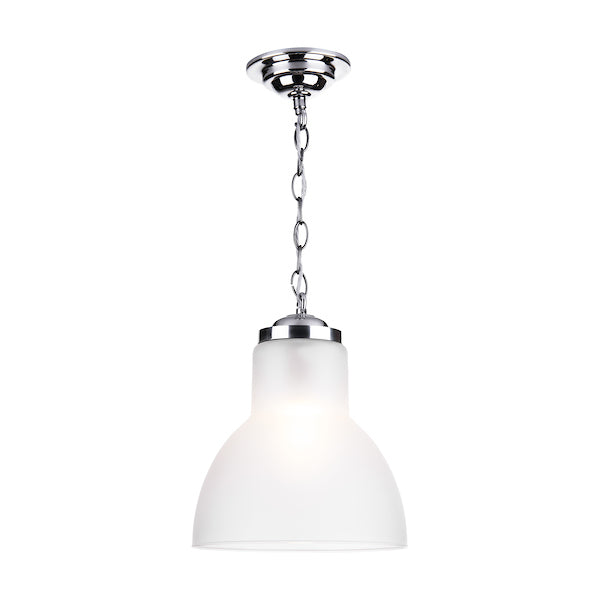 David Hunt Upton Small Chrome Pendant with Opal Glass – from Amos Lighting + Home