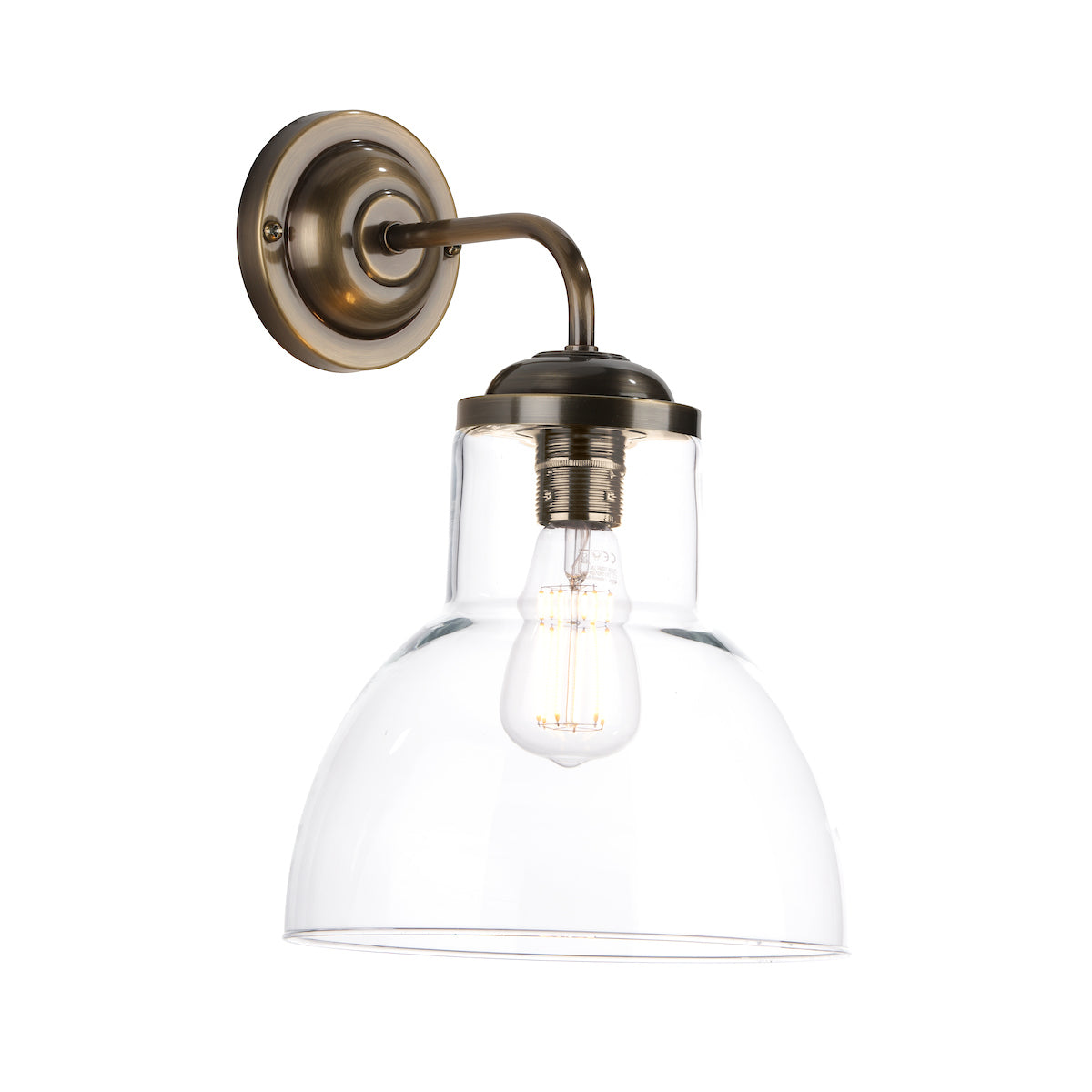David Hunt Upton Wall Light Antique Brass / Clear – from Amos Lighting + Home