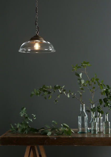 David Hunt Webster Clear Glass & Antique Brass Pendant – from Amos Lighting + Home