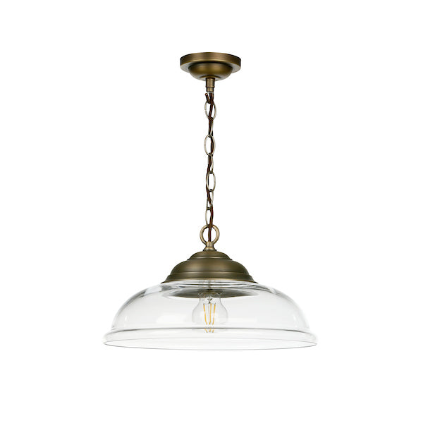 David Hunt Webster Clear Glass & Antique Brass Pendant – from Amos Lighting + Home