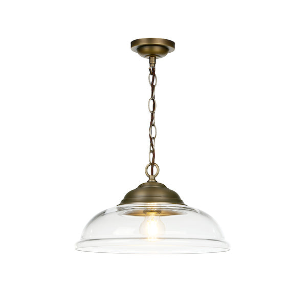 David Hunt Webster Clear Glass & Antique Brass Pendant – from Amos Lighting + Home