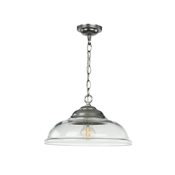 David Hunt Webster Clear Glass & Satin Chrome Pendant – from Amos Lighting + Home