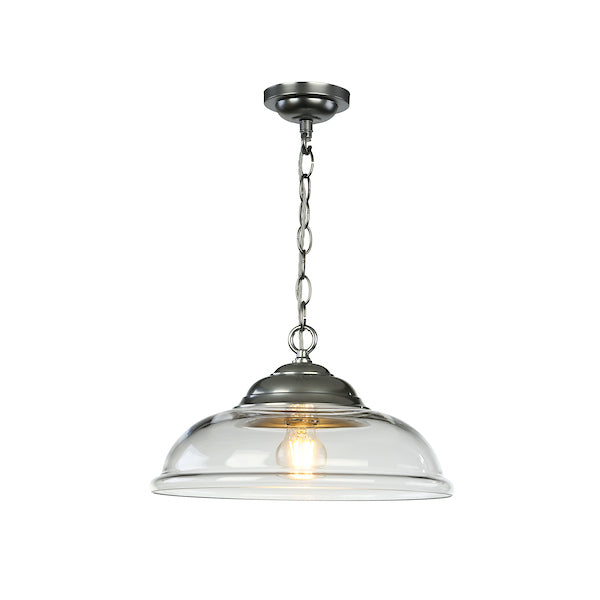 David Hunt Webster Clear Glass & Satin Chrome Pendant – from Amos Lighting + Home