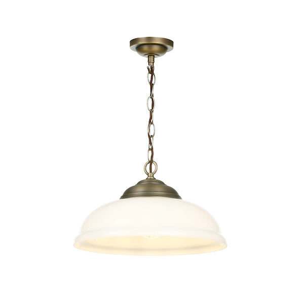David Hunt Webster Opal Glass & Antique Brass Pendant – from Amos Lighting + Home