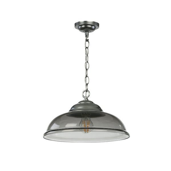 David Hunt Webster Smoked Glass & Satin Chrome Pendant – from Amos Lighting + Home