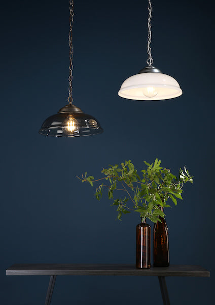 David Hunt Webster Smoked Glass & Satin Chrome Pendant – from Amos Lighting + Home