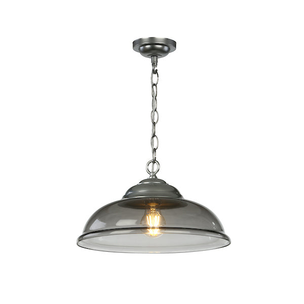 David Hunt Webster Smoked Glass & Satin Chrome Pendant – from Amos Lighting + Home