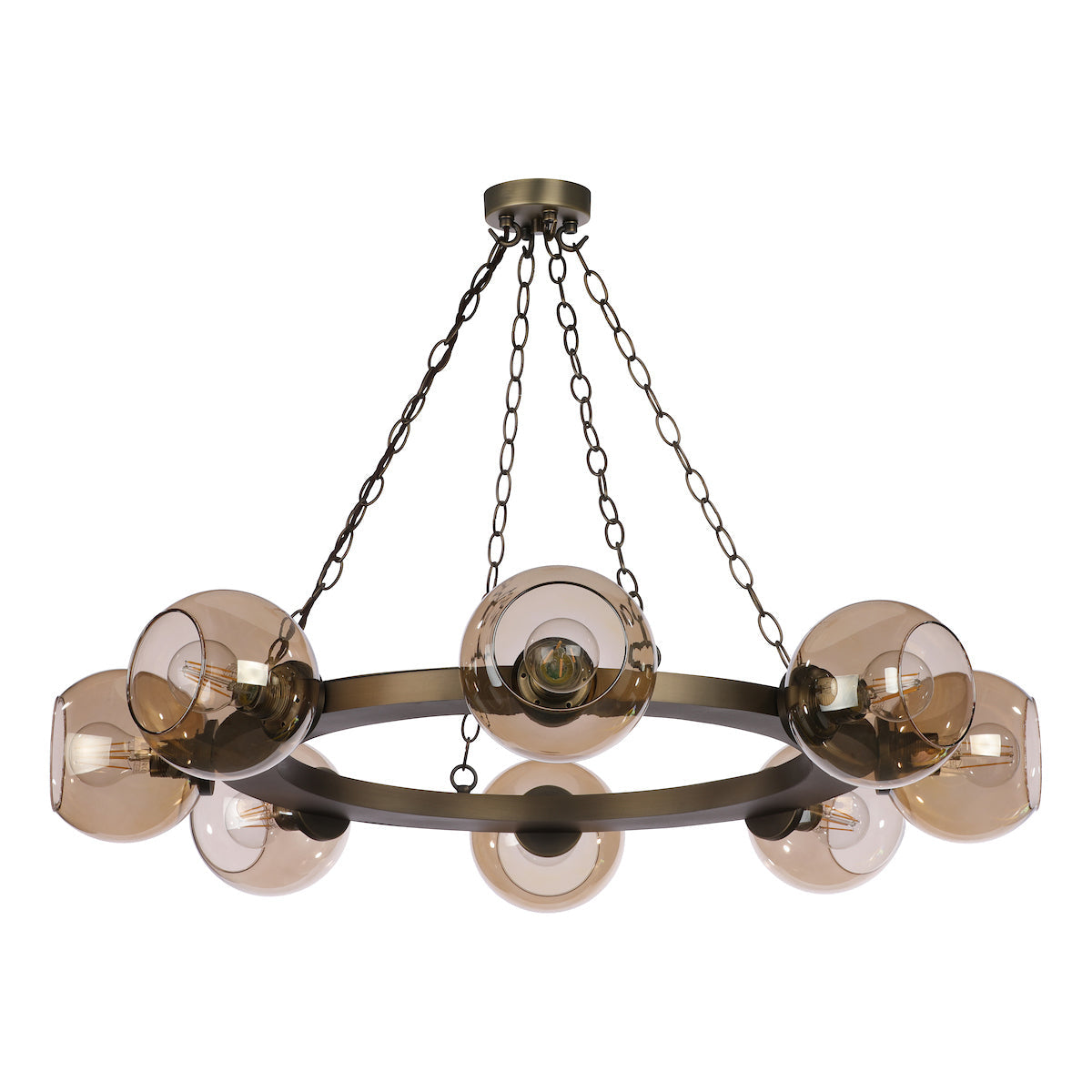David Hunt Zeus 8 Light Cartwheel Pendant Antique Brass – from Amos Lighting + Home
