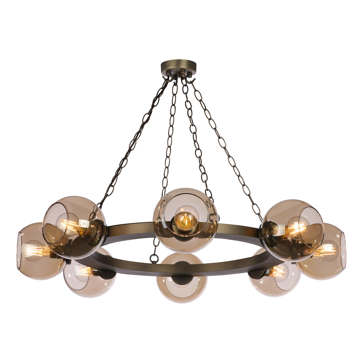 David Hunt Zeus 8 Light Cartwheel Pendant Antique Brass – from Amos Lighting + Home