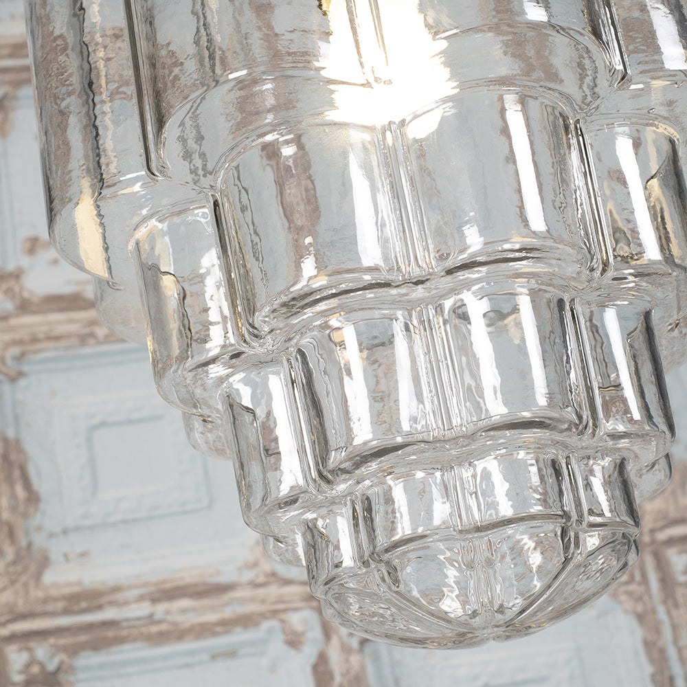 Soho Lighting Glasshouse Nickel Clear Art Deco Pendant Light