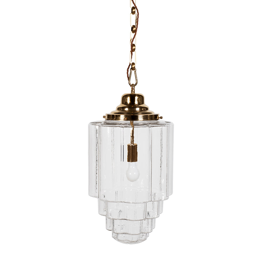 Soho Lighting Glasshouse Polished Brass Clear Art Deco Pendant Light