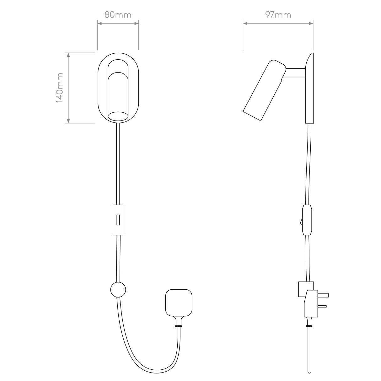 Astro Gio Matt Black Plug-In Reading Light