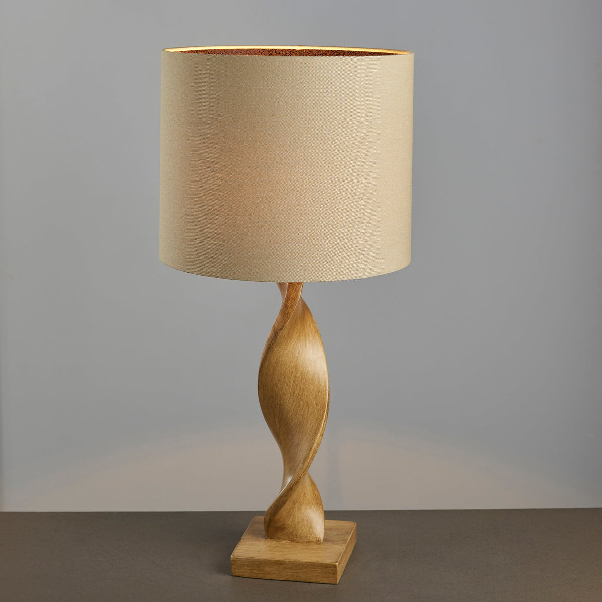 Amos Abia Wood Table Lamp with Linen Shade – from Amos Lighting + Home