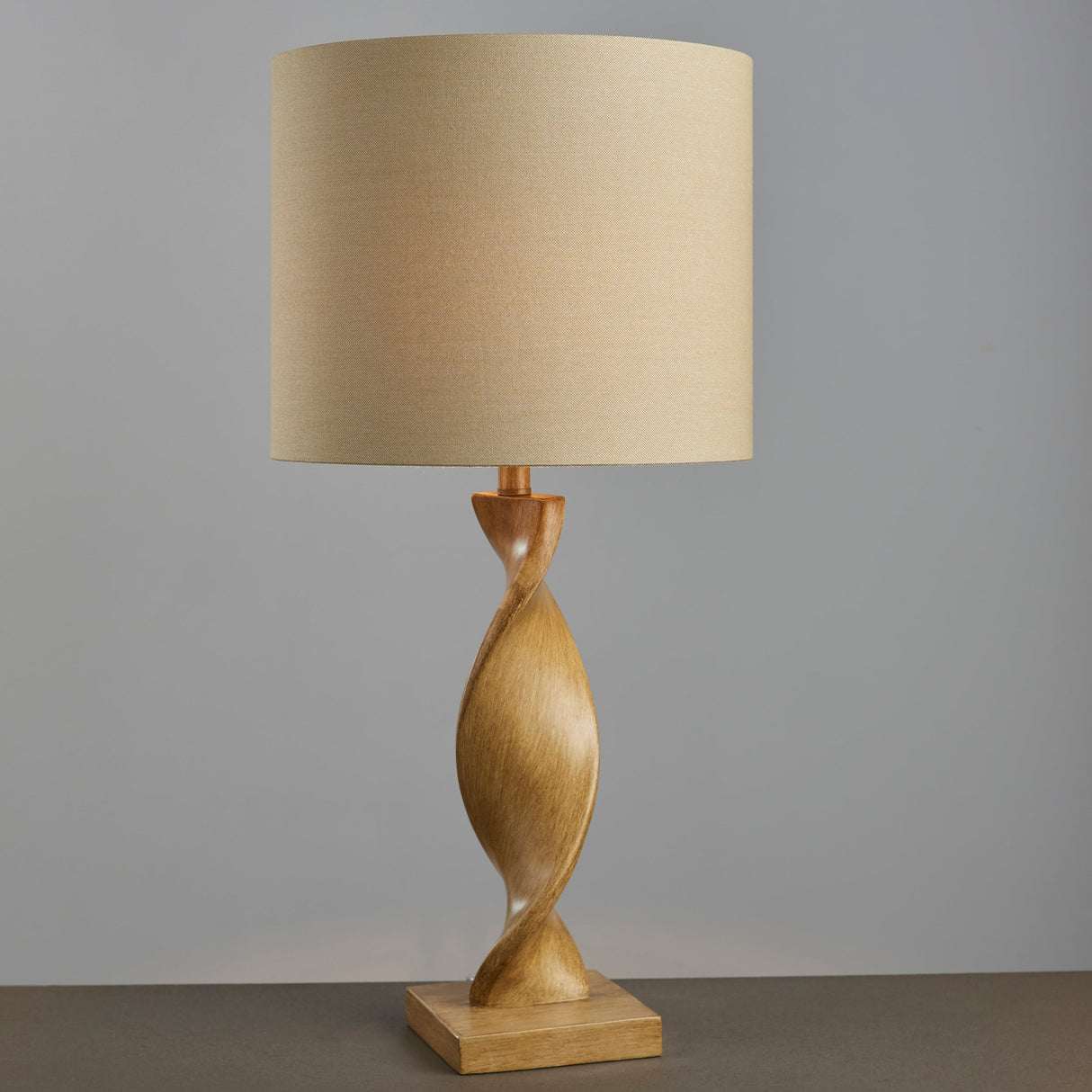 Amos Abia Wood Table Lamp with Linen Shade – from Amos Lighting + Home