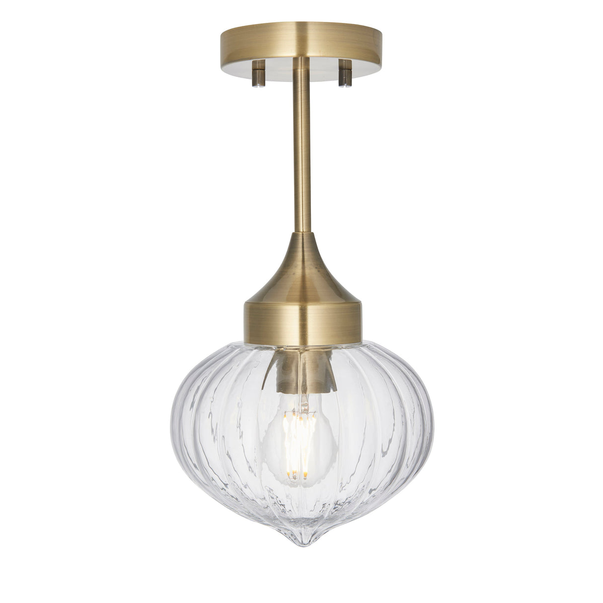 Amos Addington Semi flush Antique Brass – from Amos Lighting + Home