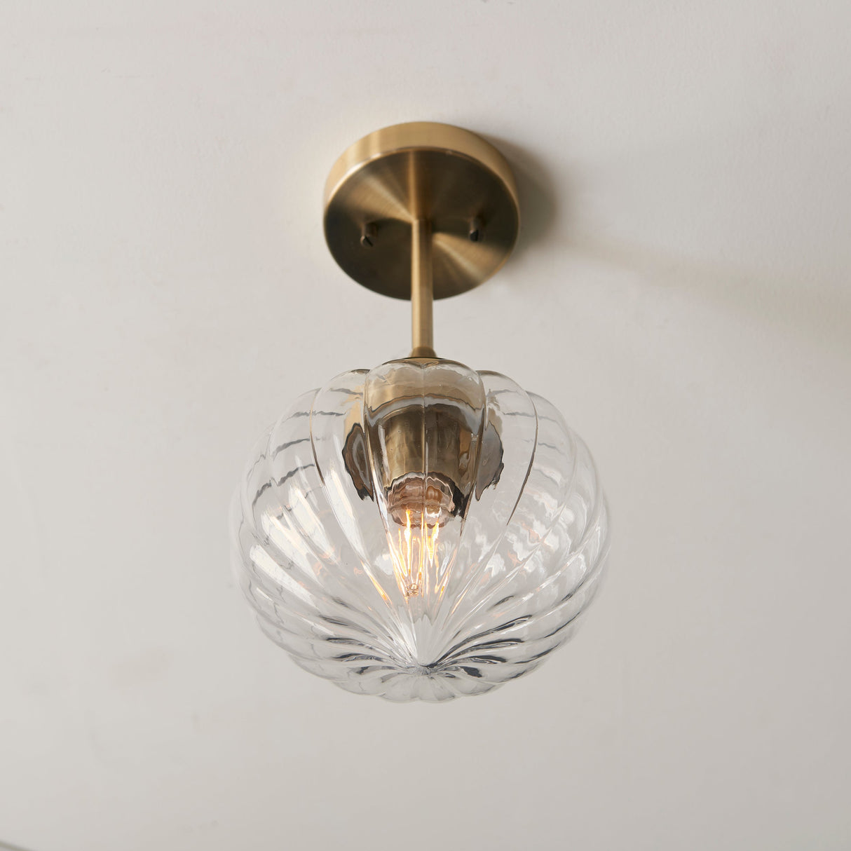 Amos Addington Semi flush Antique Brass – from Amos Lighting + Home