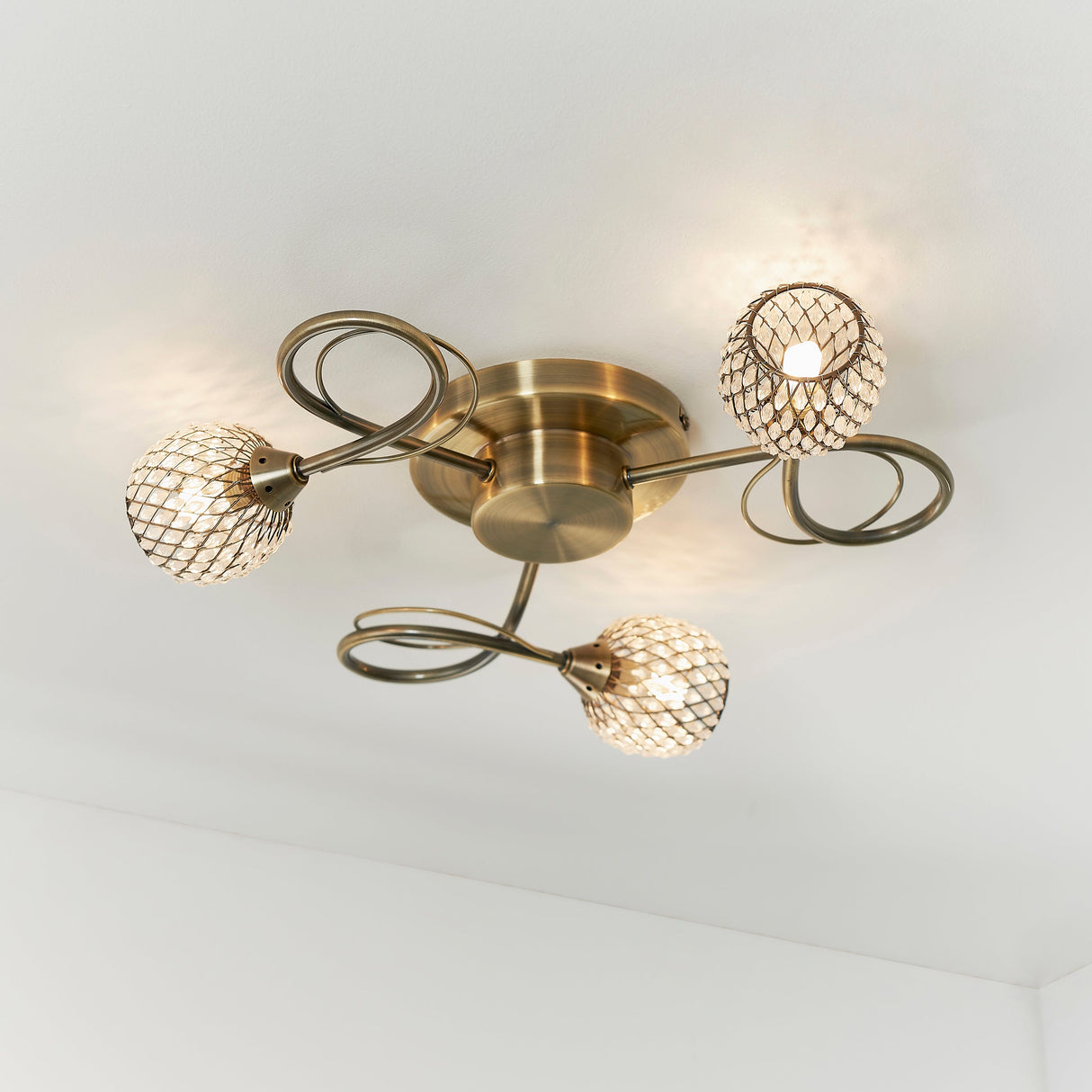 Endon Aherne 3lt Semi flush Antique Brass – from Amos Lighting + Home