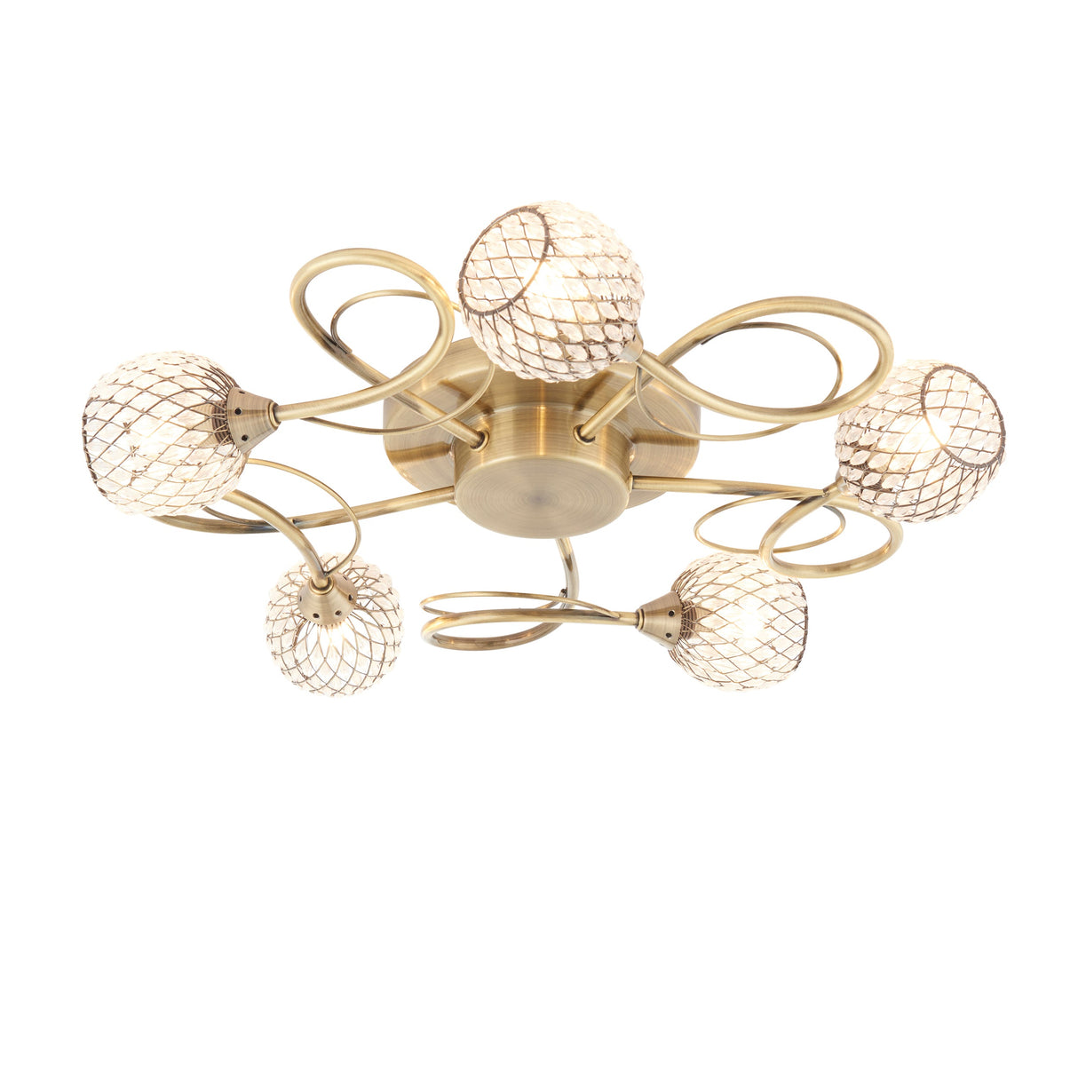 Endon Aherne 5lt Semi flush Antique Brass – from Amos Lighting + Home
