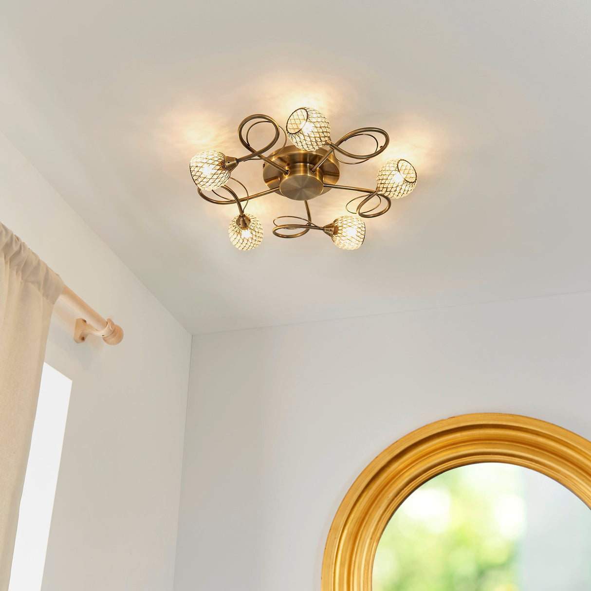 Endon Aherne 5lt Semi flush Antique Brass – from Amos Lighting + Home