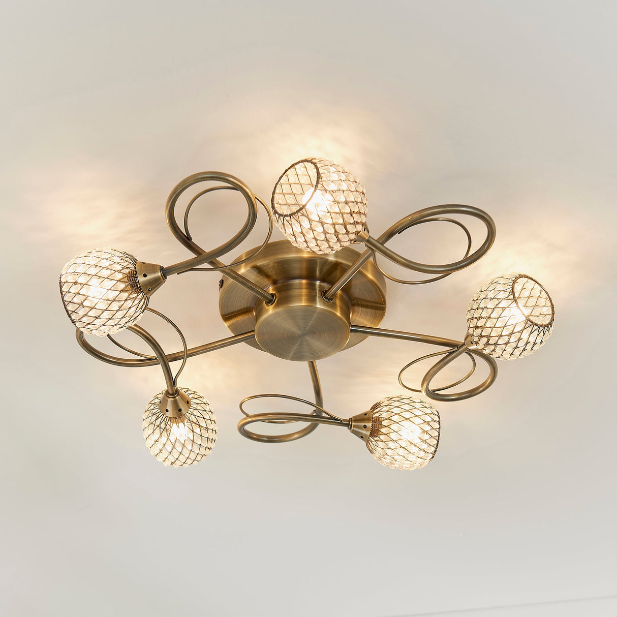 Endon Aherne 5lt Semi flush Antique Brass – from Amos Lighting + Home