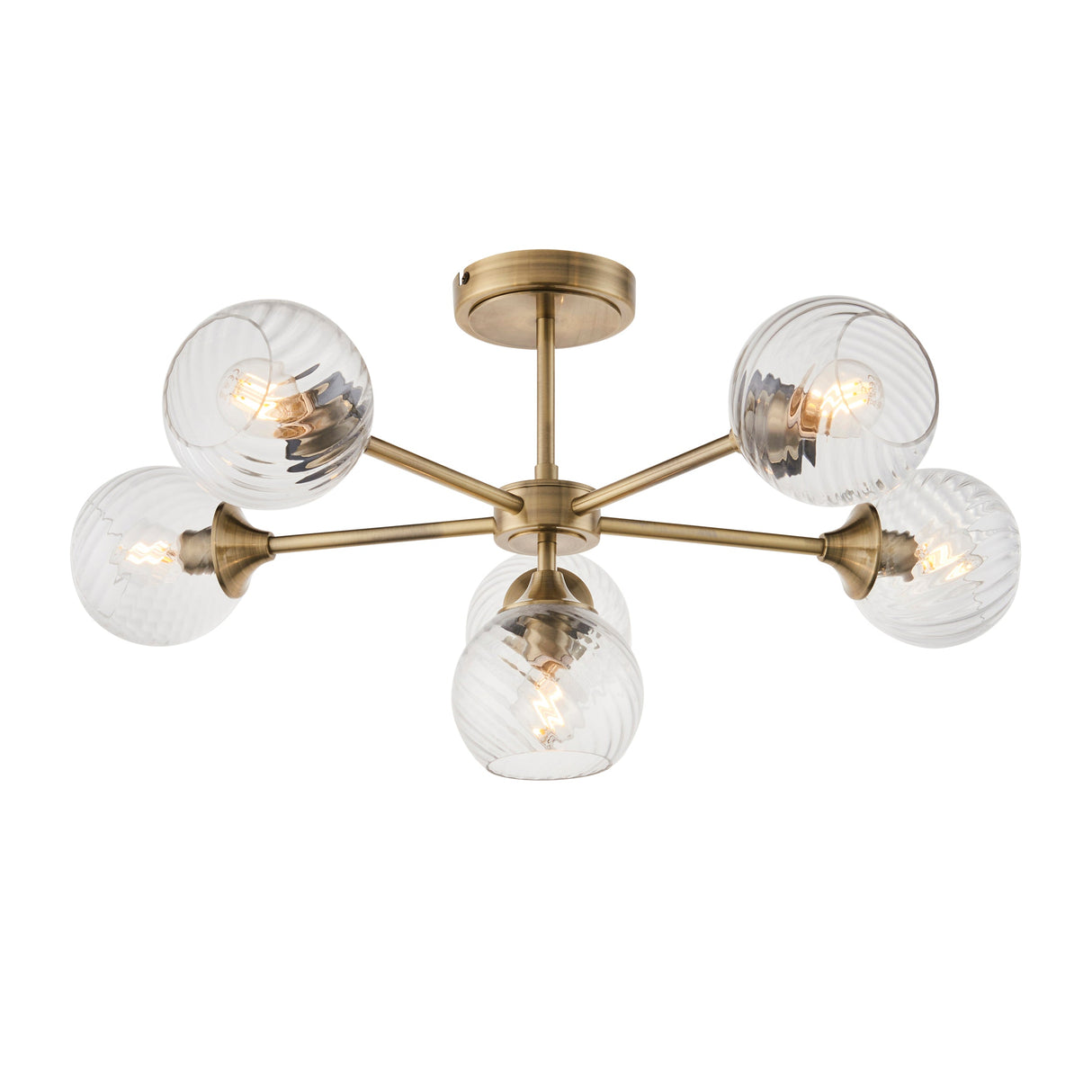 Amos Allegra 6lt Semi flush Antique Brass – from Amos Lighting + Home