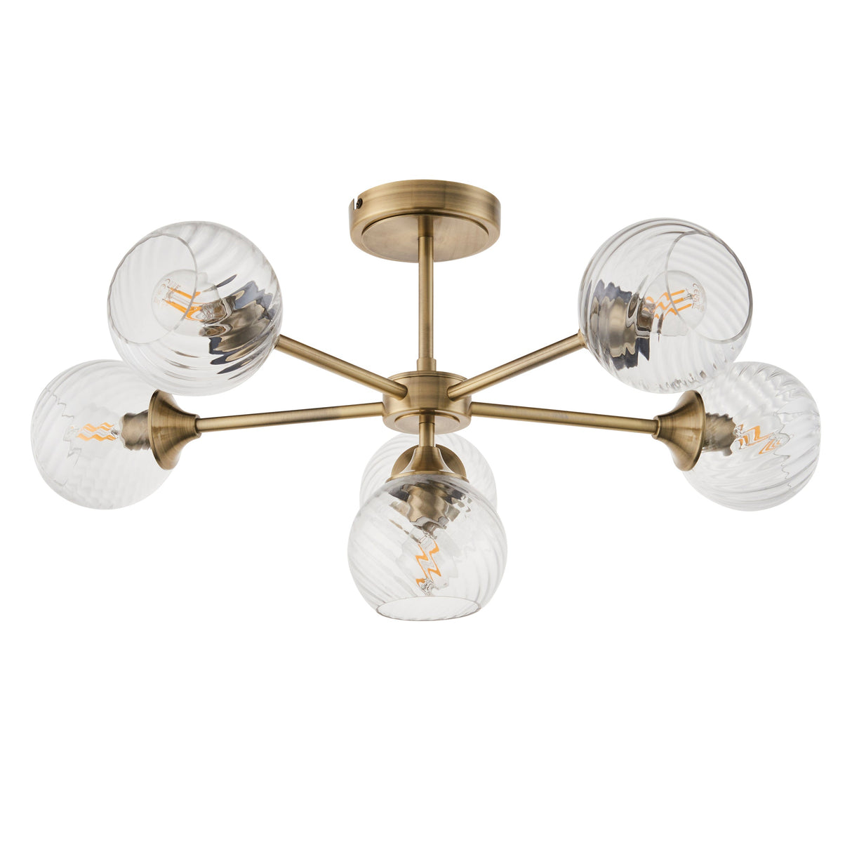 Amos Allegra 6lt Semi flush Antique Brass – from Amos Lighting + Home