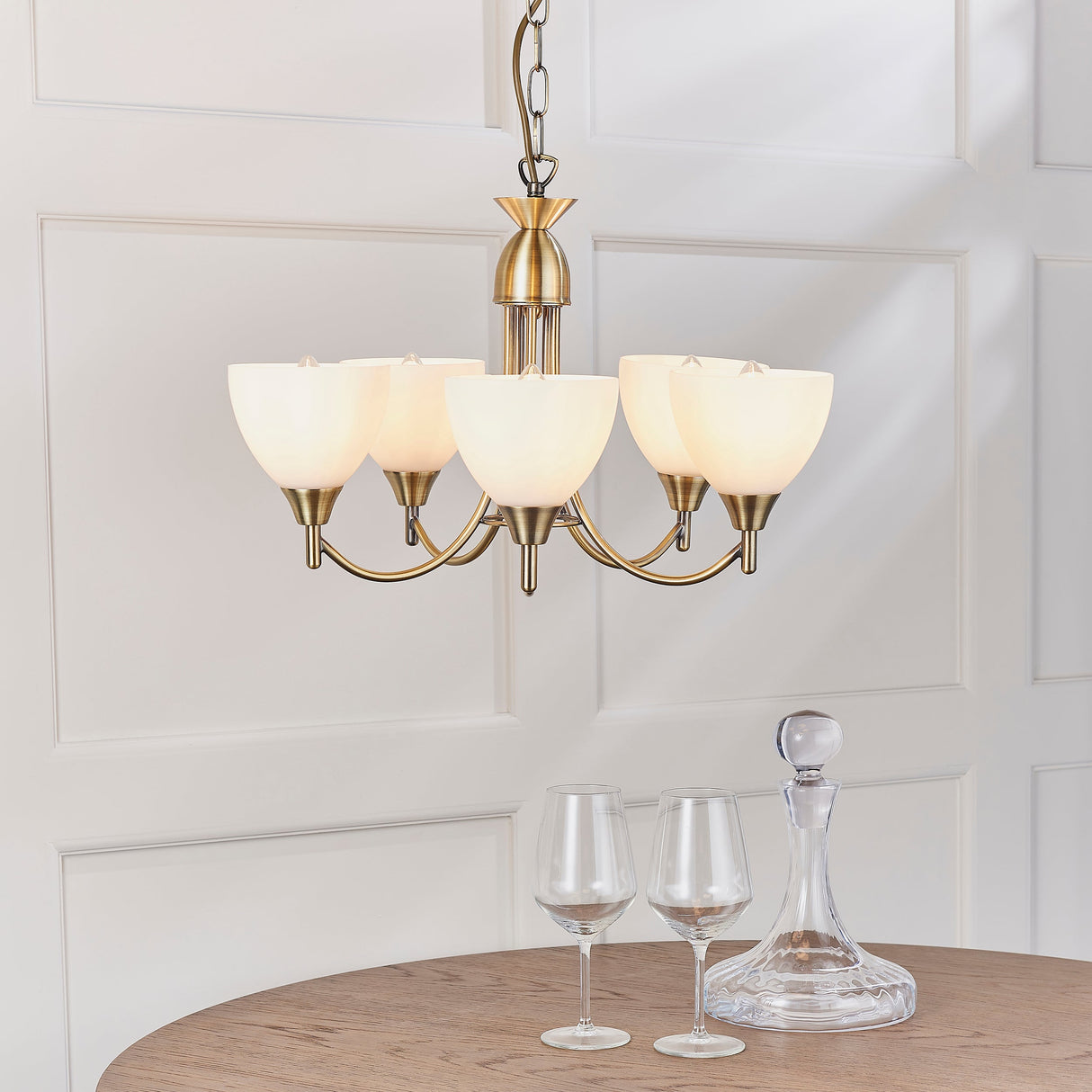 Endon Alton 5lt Chandelier Antique Brass – from Amos Lighting + Home