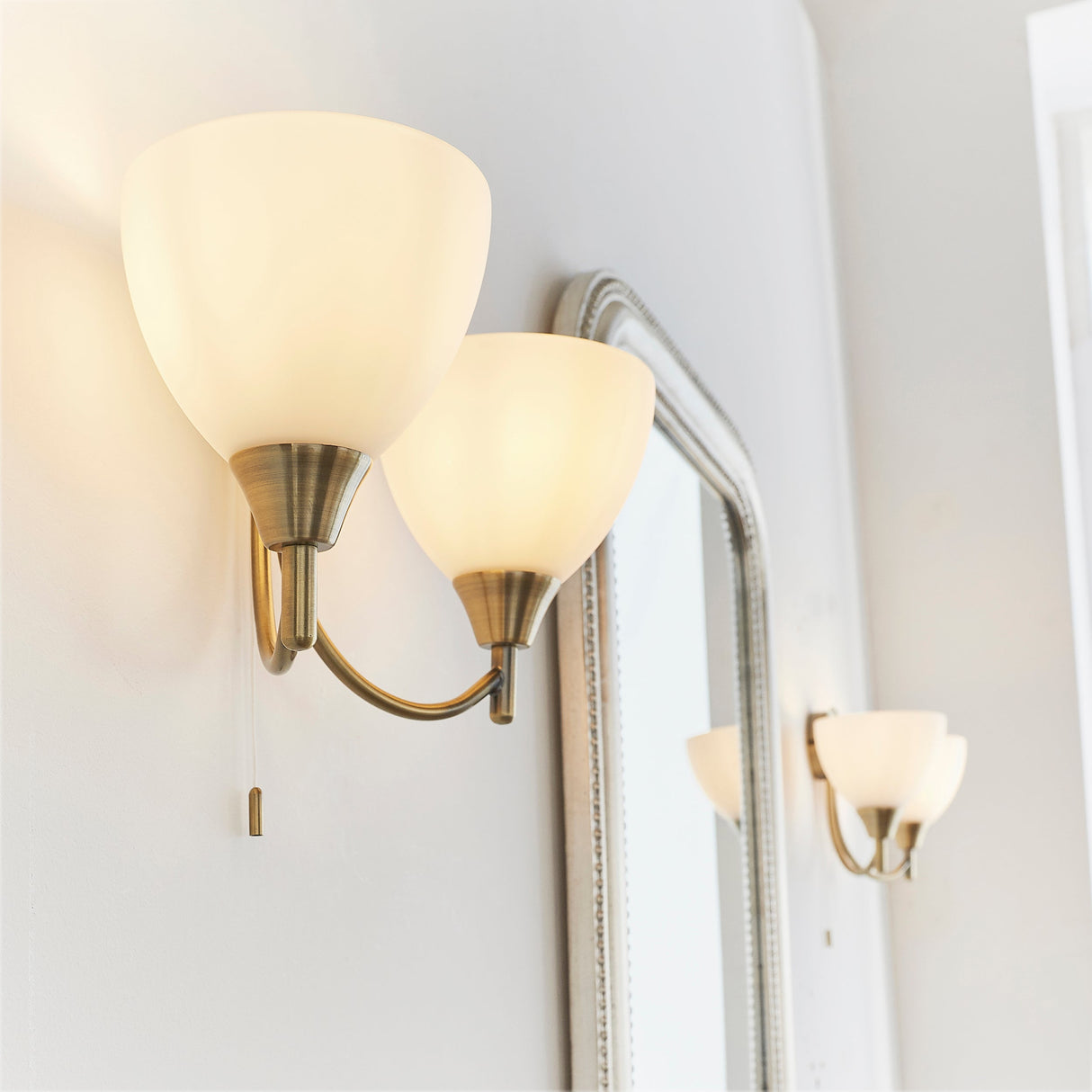 Endon Alton Twin Wall Light Antique Brass – from Amos Lighting + Home