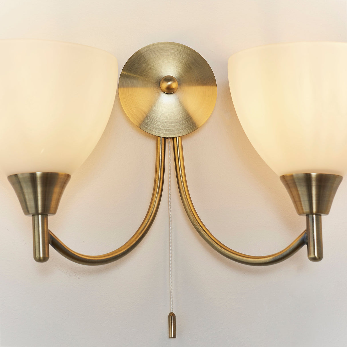 Endon Alton Twin Wall Light Antique Brass – from Amos Lighting + Home