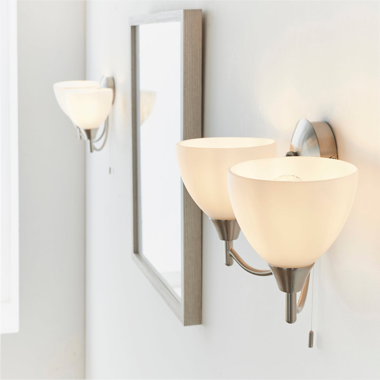 Endon Alton Twin Wall Light Satin Chrome – from Amos Lighting + Home