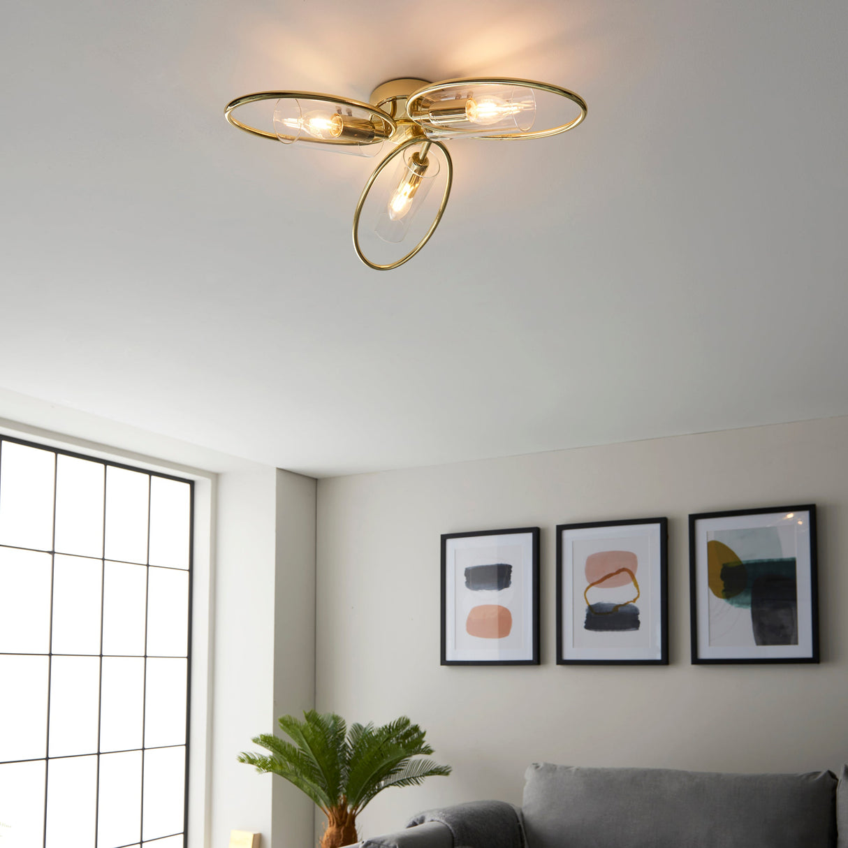 Amos Amari 3lt Semi flush Polished Brass – from Amos Lighting + Home
