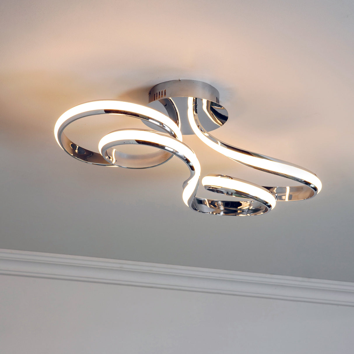 Amos Aria Chrome LED Semi flush Ceiling Light – from Amos Lighting + Home
