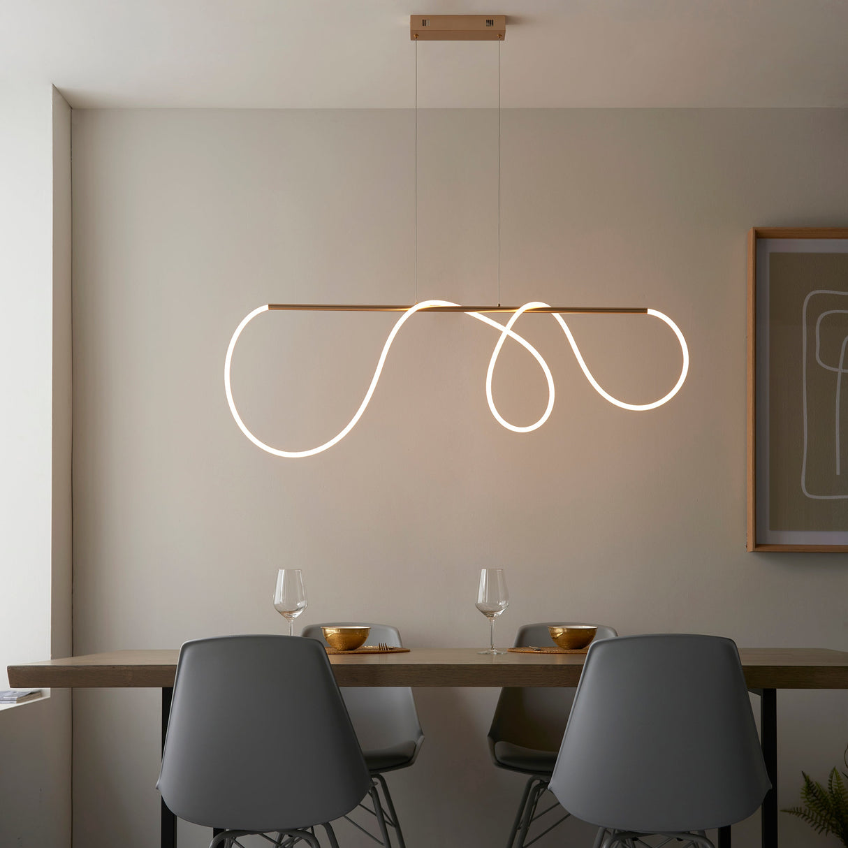 Amos Attalea LED Linear Pendant Satin Gold – from Amos Lighting + Home