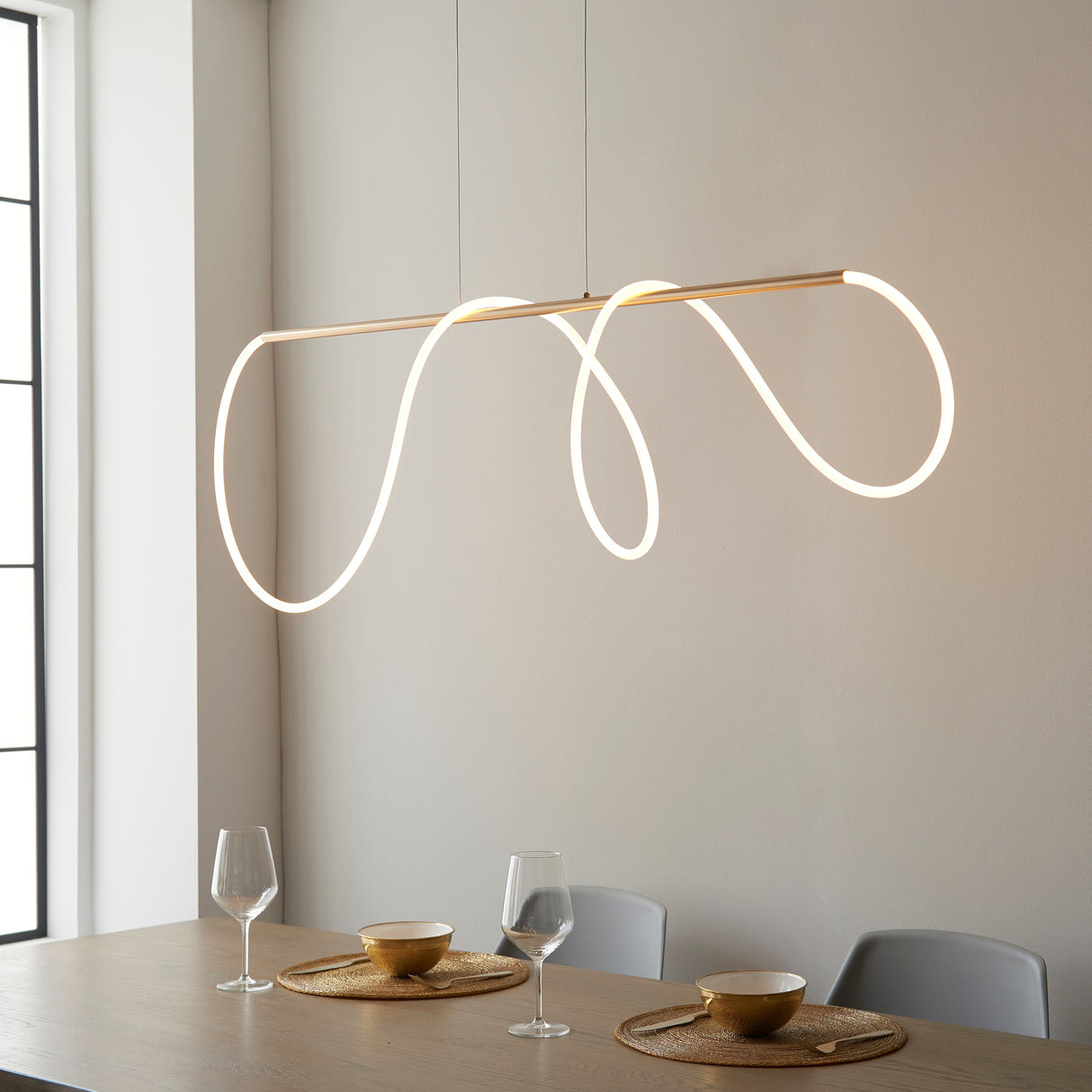 Amos Attalea LED Linear Pendant Satin Gold – from Amos Lighting + Home