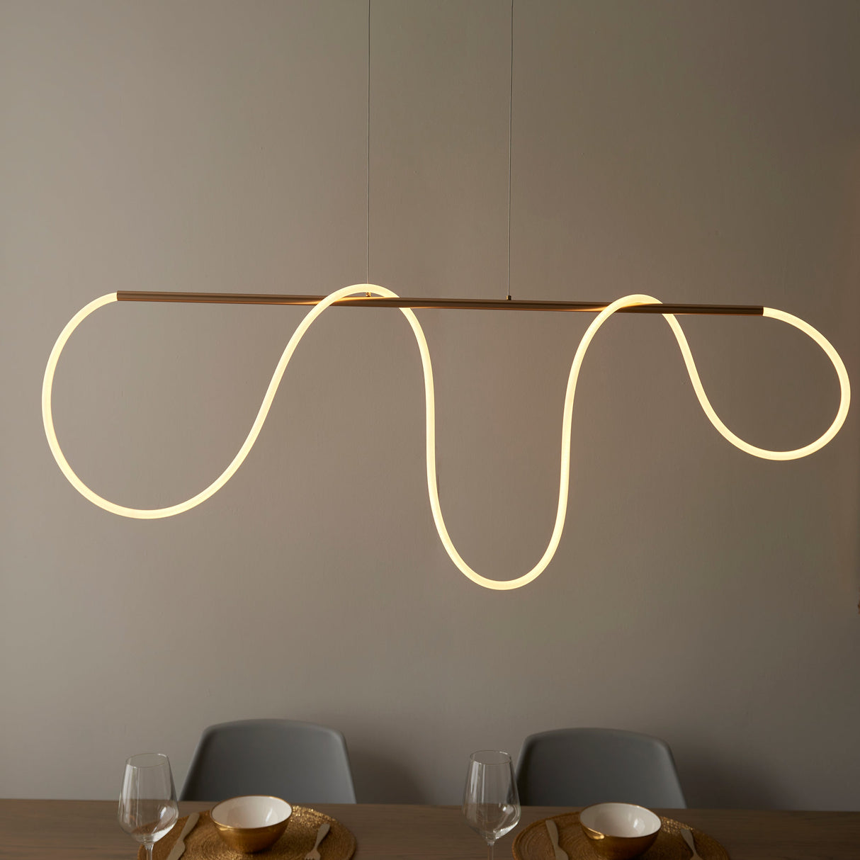 Amos Attalea LED Linear Pendant Satin Gold – from Amos Lighting + Home