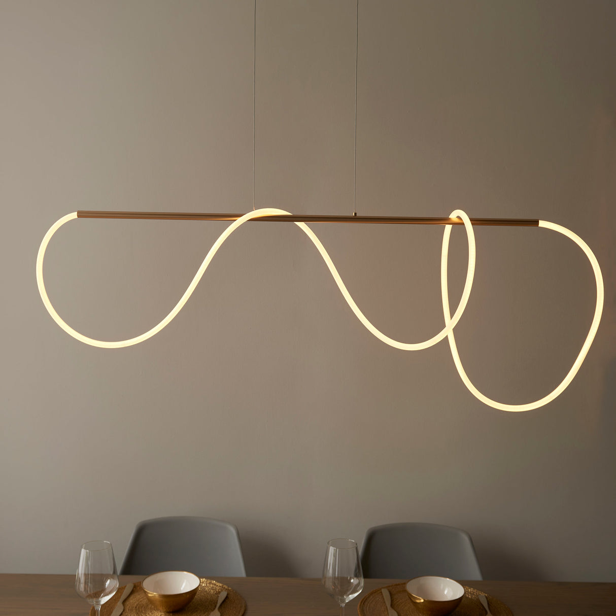 Amos Attalea LED Linear Pendant Satin Gold – from Amos Lighting + Home