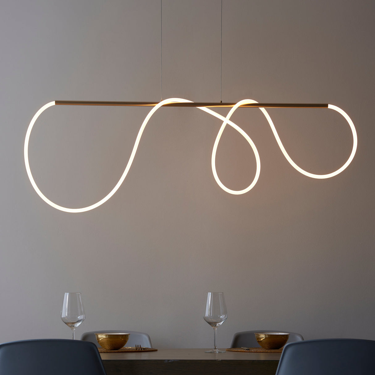 Amos Attalea LED Linear Pendant Satin Gold – from Amos Lighting + Home