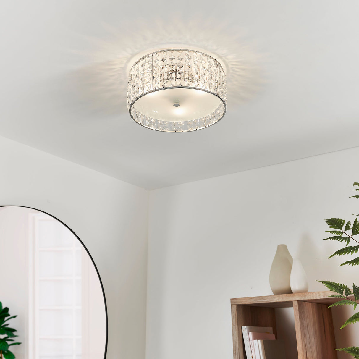 Amos Belfont Bathroom Crystal Flush Ceiling Light – from Amos Lighting + Home