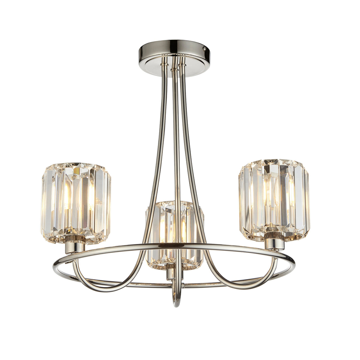 Amos Berenice 3lt Semi flush Bright Nickel – from Amos Lighting + Home