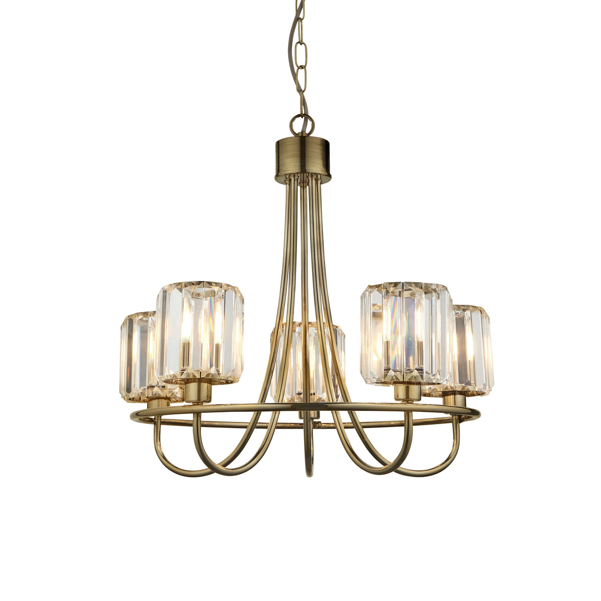 Amos Berenice 5lt Chandelier Antique Brass – from Amos Lighting + Home