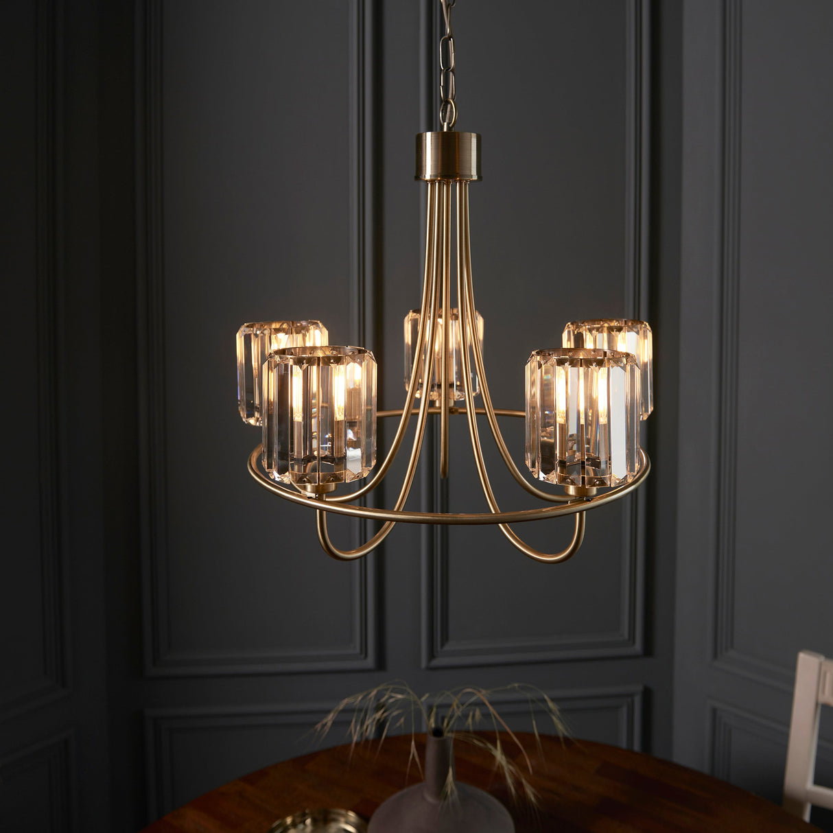 Amos Berenice 5lt Chandelier Antique Brass – from Amos Lighting + Home