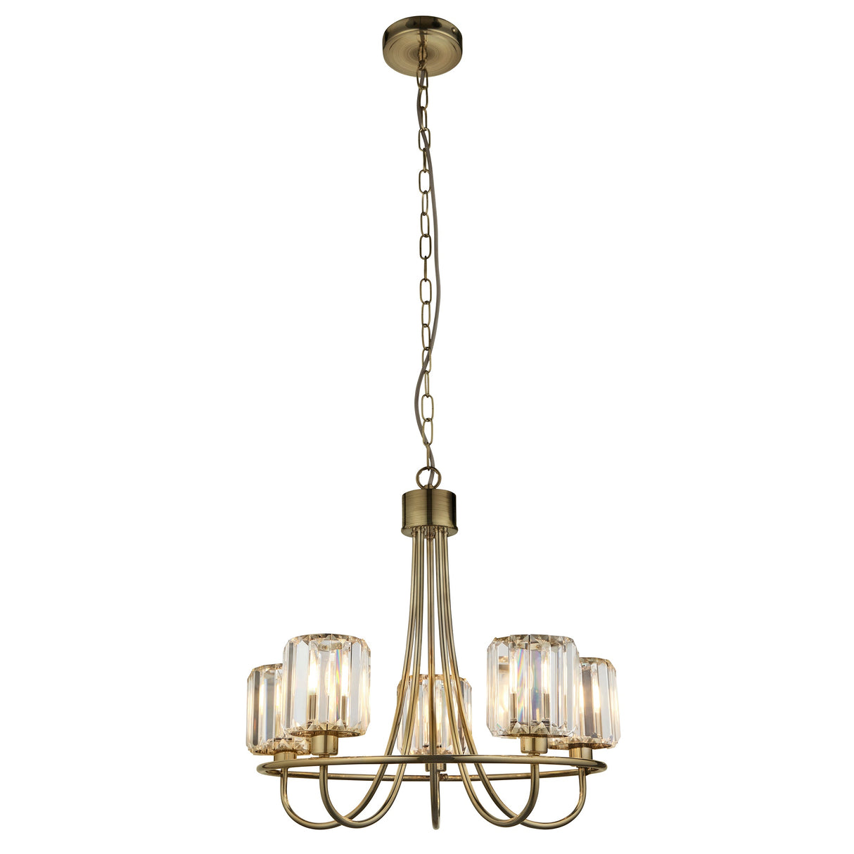 Amos Berenice 5lt Chandelier Antique Brass – from Amos Lighting + Home
