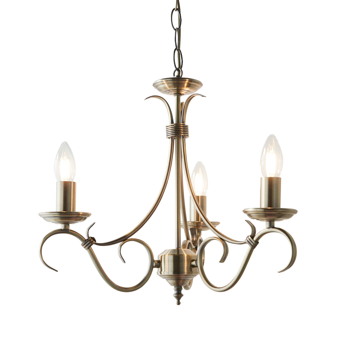 Amos Bernice 3lt Chandelier Antique Brass – from Amos Lighting + Home