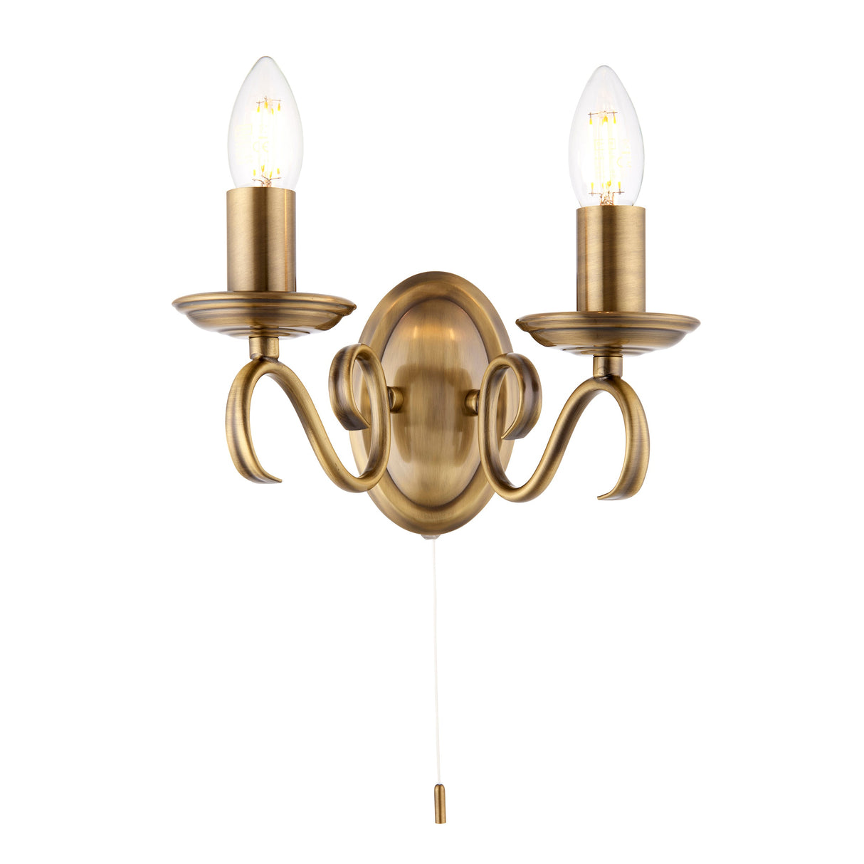 Amos Bernice Twin Wall Light Antique Brass – from Amos Lighting + Home